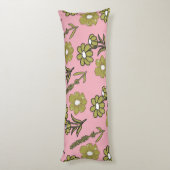 Green Pink Retro Y2K Funky Hippie Blume Muster Seitenschläferkissen (Rückseite (Vertikal))