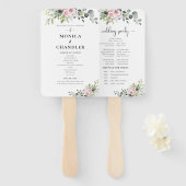 Green Pink Rose Hochzeitsprogramm Handfan Fächer (Vorne und Hinten)