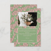 Green Pink Rose Retro Y2K 70er Blume Muster Dankeskarte (Vorne/Hinten)