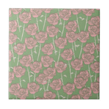 Green Pink Rose Retro Y2K 70er Blume Muster