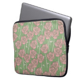 Green Pink Rose Retro Y2K 70er Blume Muster Laptopschutzhülle (Vorderseite Links)