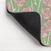 Green Pink Rose Retro Y2K 70er Blume Muster Mousepad (Ecke)