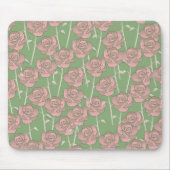 Green Pink Rose Retro Y2K 70er Blume Muster Mousepad (Vorne)