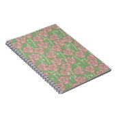 Green Pink Rose Retro Y2K 70er Blume Muster Notizblock (Rechte Seite)
