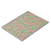 Green Pink Rose Retro Y2K 70er Blume Muster Notizblock (Linke Seite)
