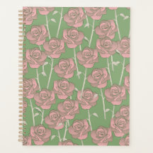 Green Pink Rose Retro Y2K 70er Blume Muster
