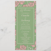 Green Pink Rose Retro Y2K 70er Blume Muster Programm (Vorderseite)