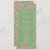 Green Pink Rose Retro Y2K 70er Blume Muster Programm (Vorne/Hinten)