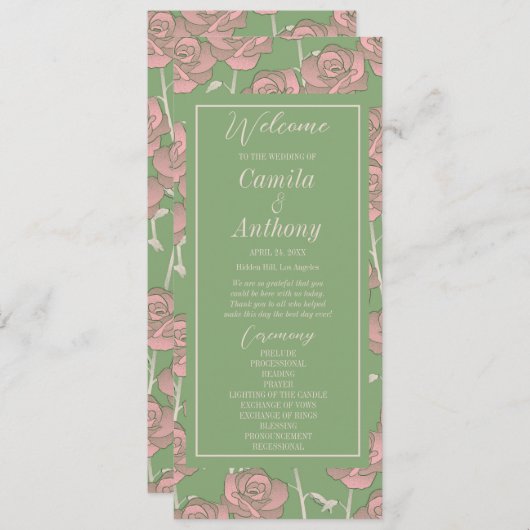 Green Pink Rose Retro Y2K 70er Blume Muster Programm (Vorne/Hinten)