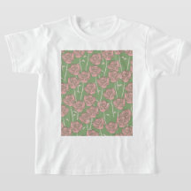 Green Pink Rose Retro Y2K 70er Blume Muster