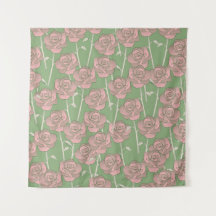Green Pink Rose Retro Y2K 70er Blume Muster