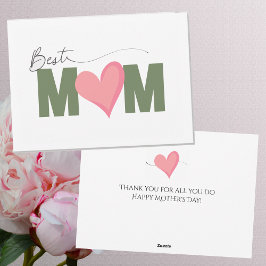 Green Pink Simple Modern Best Mama Mother Day Feiertagskarte