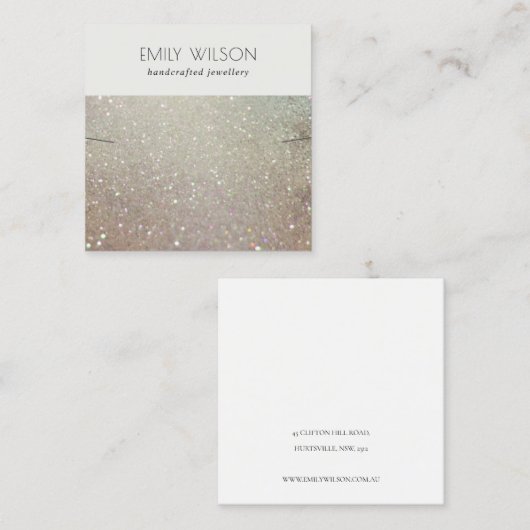 Green Pink Sparkle Glitzer Shiny Earring Display Quadratische Visitenkarte (Vorne/Hinten)