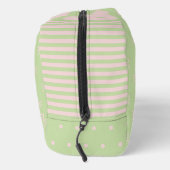 Green Pink Stripe Bow Pattern Coquette Cosmetic Waschbeutel (Rechts)