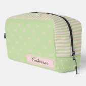 Green Pink Stripe Bow Pattern Coquette Cosmetic Waschbeutel (Rechte Ecke)