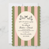 Green Pink Striped Hand drawn Wedding Einladung (Vorderseite)