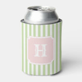 Green & Pink Stripes Monogram Nautical Sailing Dosenkühler (Kanne Vorderseite)