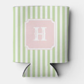 Green & Pink Stripes Monogram Nautical Sailing Dosenkühler (Vorderseite)