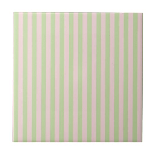 Green Pink Stripes Pattern Minimal Modern Spring Fliese (Vorderseite)
