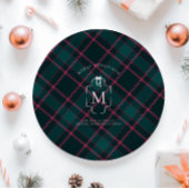 Green & Pink Tartan | Custom Monogram Christmas Pappteller