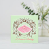 Green Pink Tutu Princess Birthday Party Einladung (Stehend Vorderseite)