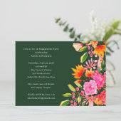 Green Pink Watercolor Floral Engagement Party Einladung (Stehend Vorderseite)