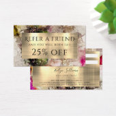 Green Pink Watercolor und Gold Foil Referenzkarte (Schreibtisch)