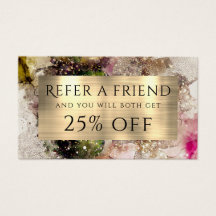 Green Pink Watercolor und Gold Foil Referenzkarte