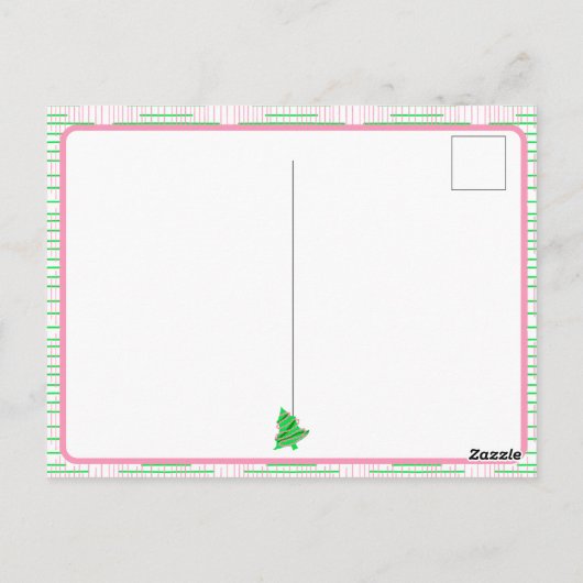 Green Pink Weihnachtsbaumen Danke Postkarte (Rückseite)