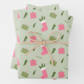 Green Pink Weihnachtsgeschenk Strumpf Pattern Geschenkpapier Set (Beispiel)