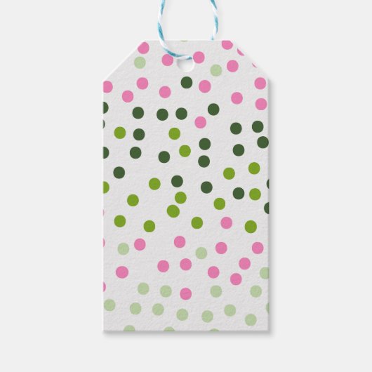 GREEN PINK WHITE POLKA DOTS GESCHENKANHÄNGER (Vorderseite)