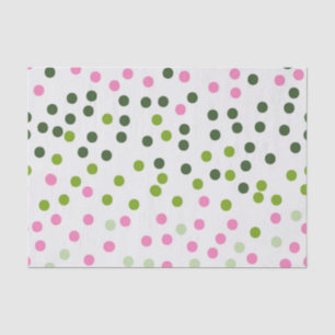 GREEN PINK WHITE POLKA DOTS SEIDENPAPIER