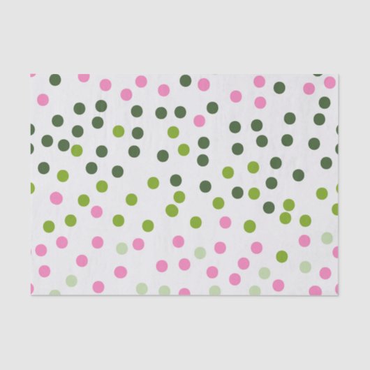 GREEN PINK WHITE POLKA DOTS SEIDENPAPIER (Vorderseite)