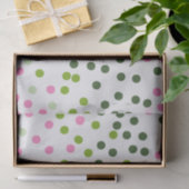 GREEN PINK WHITE POLKA DOTS SEIDENPAPIER (Geschenk)