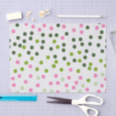 GREEN PINK WHITE POLKA DOTS SEIDENPAPIER (Handwerk)