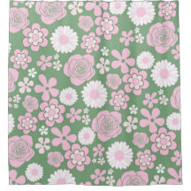 Green Pink White Retro Y2K 70er Blume Muster