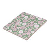 Green Pink White Retro Y2K 70er Blume Muster Fliese (Seite)