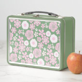 Green Pink White Retro Y2K 70er Blume Muster Metall Brotdose (Beispiel)