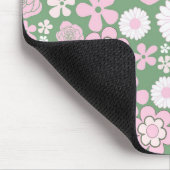 Green Pink White Retro Y2K 70er Blume Muster Mousepad (Ecke)