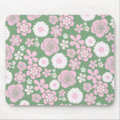 Green Pink White Retro Y2K 70er Blume Muster Mousepad (Vorne)