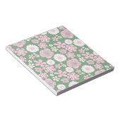 Green Pink White Retro Y2K 70er Blume Muster Notizblock (angewinkelt)
