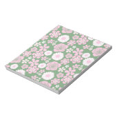 Green Pink White Retro Y2K 70er Blume Muster Notizblock (Rotiert)