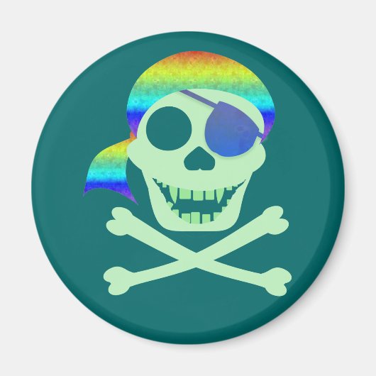 Green Pirate Skull Magnete Magnet (Vorne)