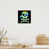 Green Pirate Skull Poster (Küche)