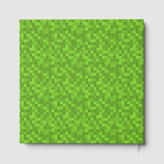 Green Pixel Pattern Retro 8-Bit Gaming Gästebuch (Rückseite)