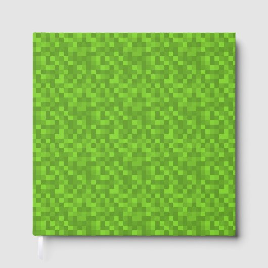 Green Pixel Pattern Retro 8-Bit Gaming Gästebuch (Vorderseite)