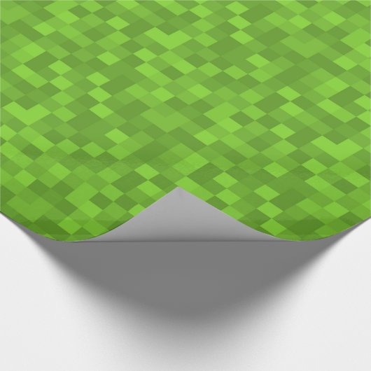Green Pixel Pattern Retro 8-Bit Gaming Geschenkpapier (Ecke)