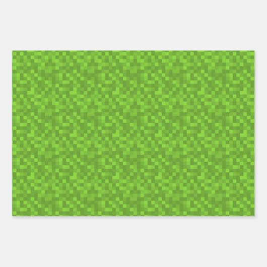 Green Pixel Pattern Retro 8-Bit Gaming Geschenkpapier Set (Vorderseite)