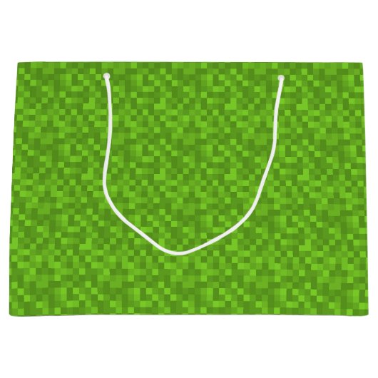 Green Pixel Pattern Retro 8-Bit Gaming Große Geschenktüte (Vorderseite)
