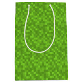 Green Pixel Pattern Retro 8-Bit Gaming Mittlere Geschenktüte (Vorderseite)